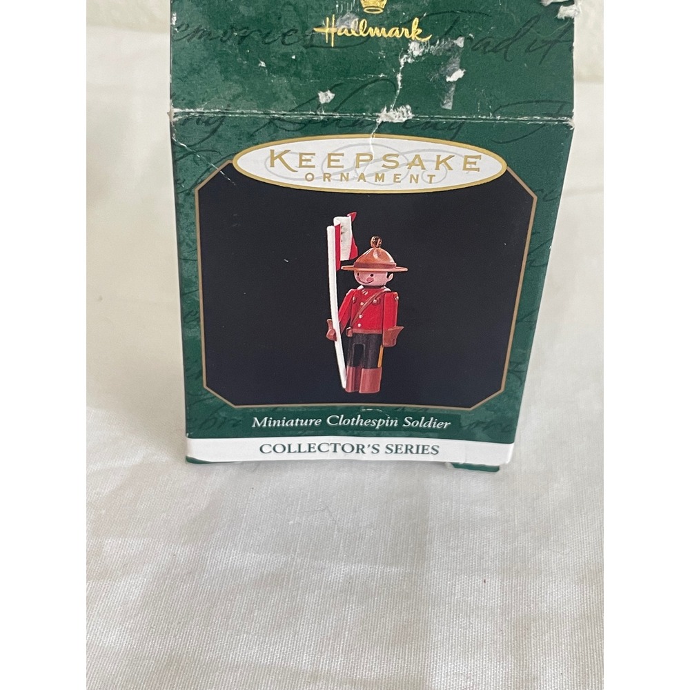 1997 Vintage Hallmark Ornament Miniature Clothespin Soldier Canadian Mountie Red